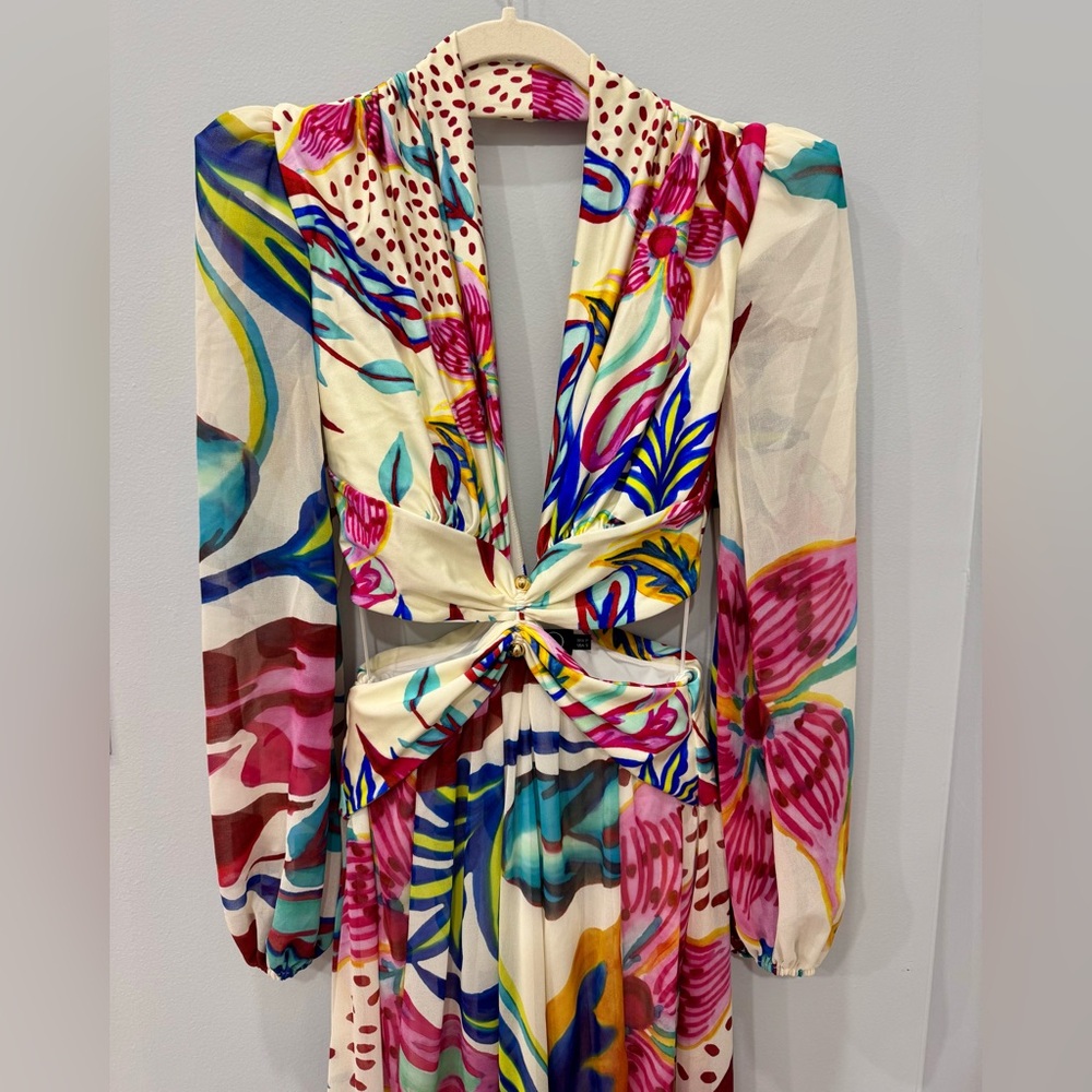 PatBo Size S Flora Print Plunge Maxi with built in bodysuit | Worn Once - Picture 6 of 13